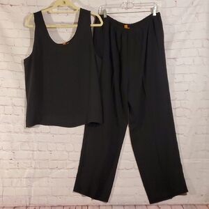 Harari Black Sleeveless Top and Pants Set Size 1X